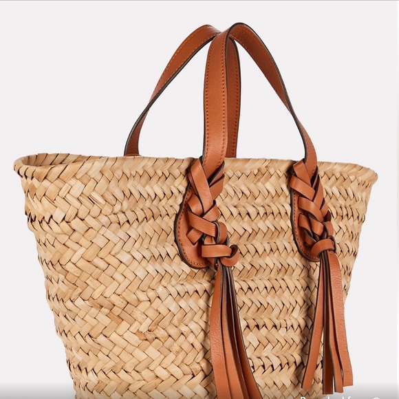 Ulla Johnson Handbags - Ulla Johnson Natural Straw Tote with Tan Leather Handles